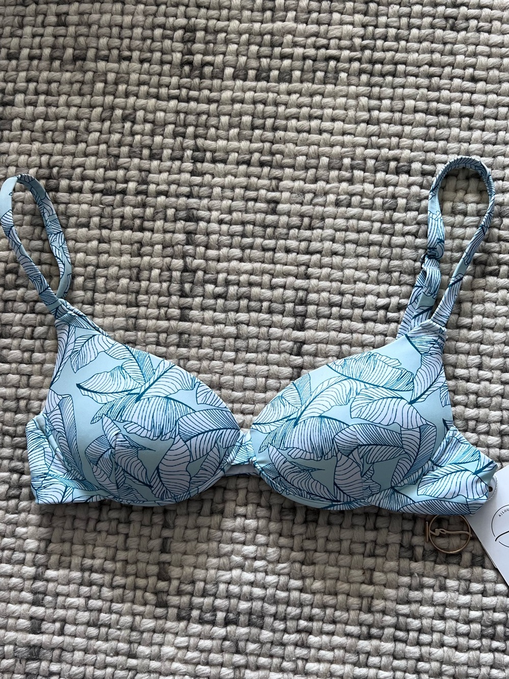 A|LOUD Laguna Green Tropical Underwire Bikini Top XS NWT